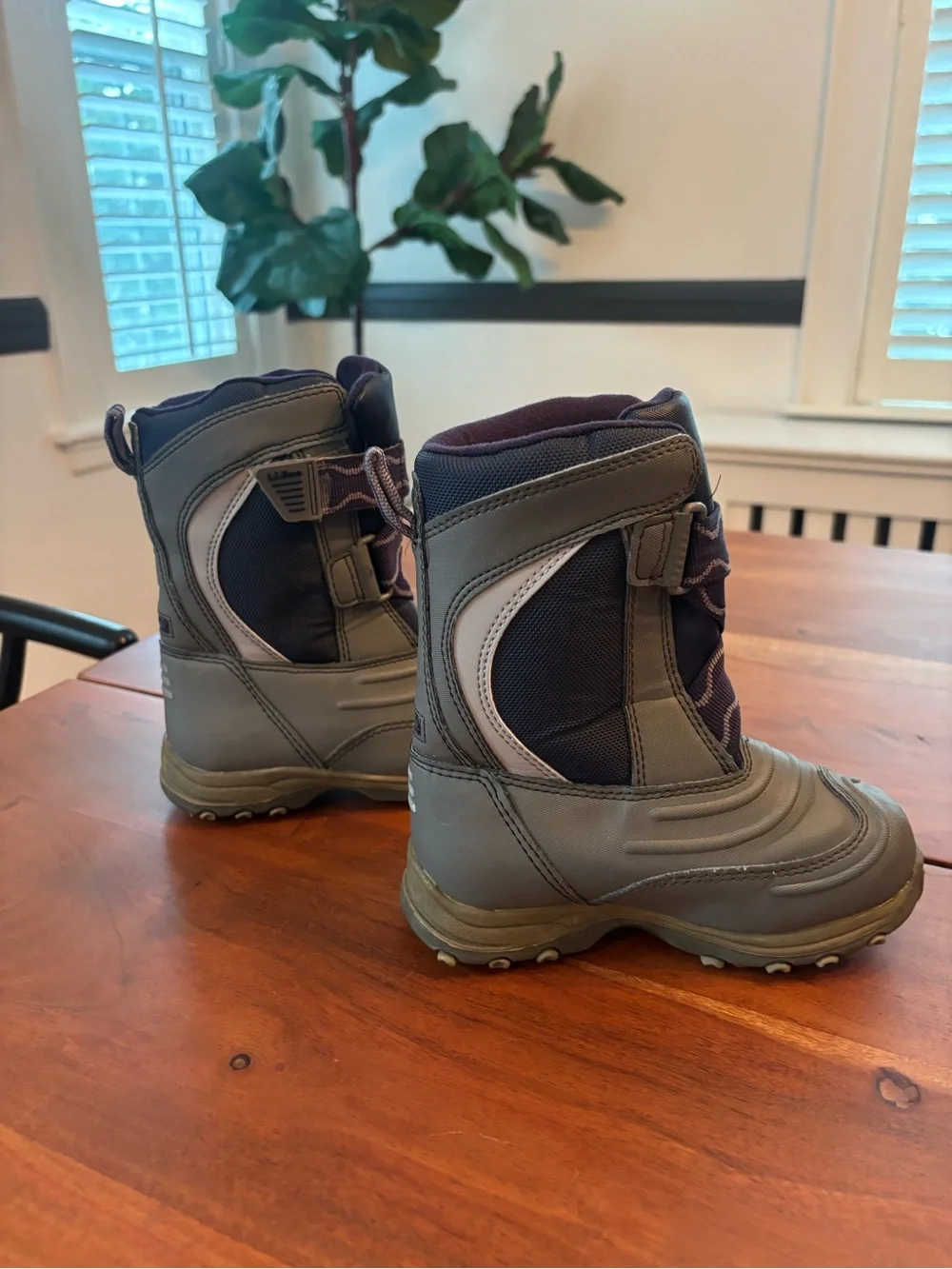 LL Bean Kids Grey and Navy Winter Boots - Size 10